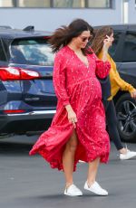 Pregnant JENNA DEWAN in a Red Dress Out in Los Angeles 02/21/2020