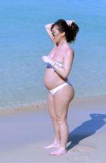 Pregnant LAURYNGOODMAN in Bikini at a Beach in Barbados 02/13/2020