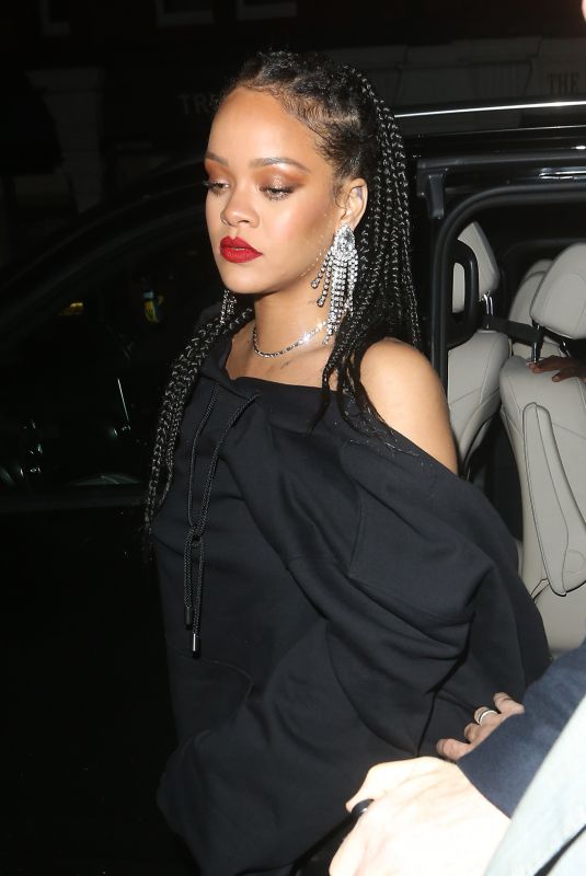 RIHANNA Arrives at Bafta Vogue x Tiffany Fashion and Film After-party in London 02/02/2020