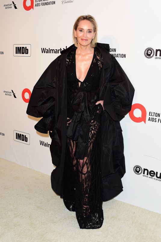 SHARON STONE at Elton John Aids Foundation Oscar Viewing Party in West Hollywood 02/09/2020
