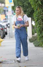 SOPHIE TURNER in Denim Overalls and Joe Jonas Out in Los Angeles 02/28/2020