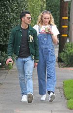 SOPHIE TURNER in Denim Overalls and Joe Jonas Out in Los Angeles 02/28/2020