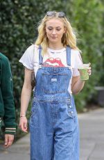 SOPHIE TURNER in Denim Overalls and Joe Jonas Out in Los Angeles 02/28/2020