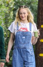 SOPHIE TURNER in Denim Overalls and Joe Jonas Out in Los Angeles 02/28/2020