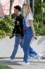 SOPHIE TURNER in Denim Overalls and Joe Jonas Out in Los Angeles 02/28/2020