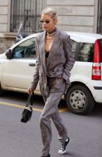 STELLA MAXWELL Arrives at Etro Fashion Show in Milan 02/20/2020