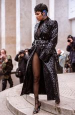 TEYANA TAYLOR Arrives at Thierry Mugler Show at Paris Fashion Week 02/26/2020