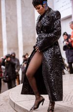 TEYANA TAYLOR Arrives at Thierry Mugler Show at Paris Fashion Week 02/26/2020