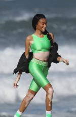 WINNIE HARLOW at a Photoshoot on the Beach in Los Angeles 01/29/2020