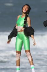WINNIE HARLOW at a Photoshoot on the Beach in Los Angeles 01/29/2020