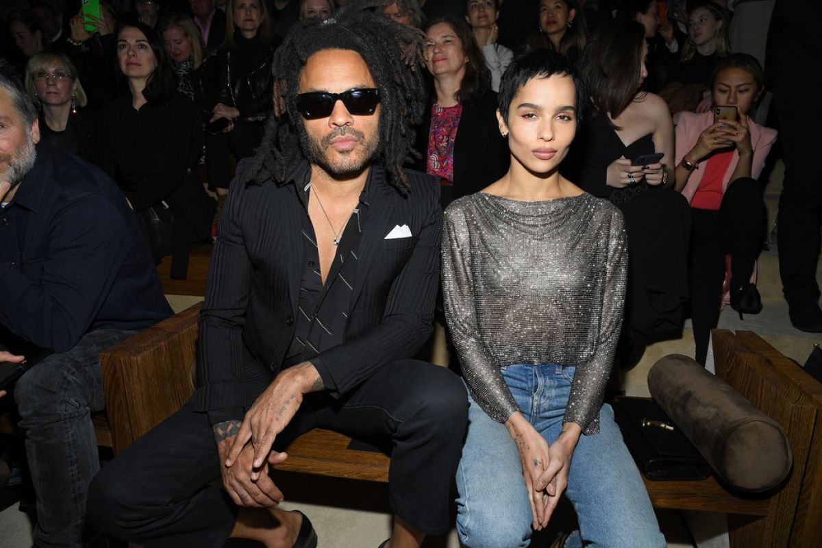 ZOE and Lenny KRAVITZ at Saint Laurent Fashion Show at PFW in Paris 02/25/2...