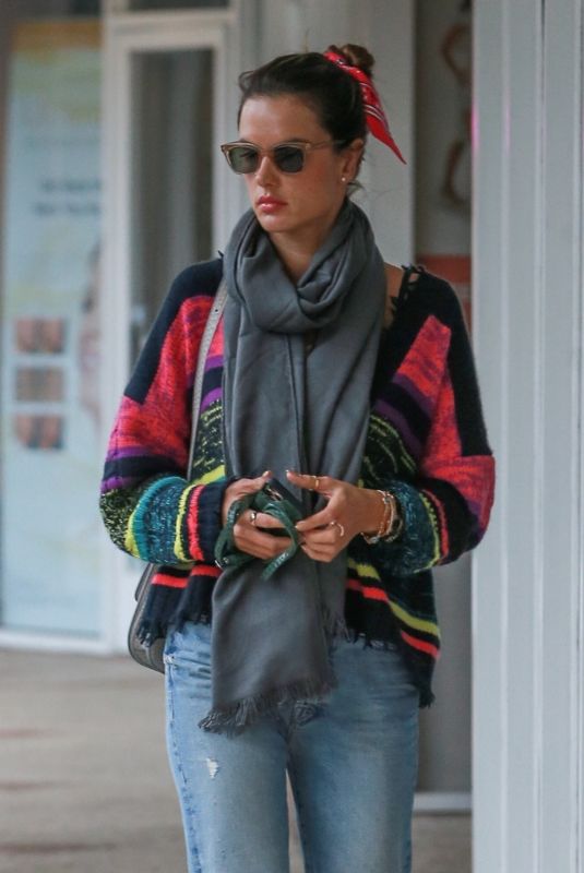 ALESSANDRA AMBROSIO in Ripped Denim Out for Lunch in West Hollywood 03/12/2020