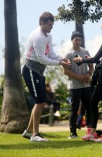 AMBER VALLETTA at Her Yoga Class in a Park in Santa Monica 03/17/2020