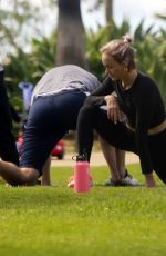 AMBER VALLETTA at Her Yoga Class in a Park in Santa Monica 03/17/2020