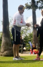 AMBER VALLETTA at Her Yoga Class in a Park in Santa Monica 03/17/2020