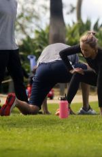 AMBER VALLETTA at Her Yoga Class in a Park in Santa Monica 03/17/2020