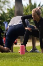 AMBER VALLETTA at Her Yoga Class in a Park in Santa Monica 03/17/2020