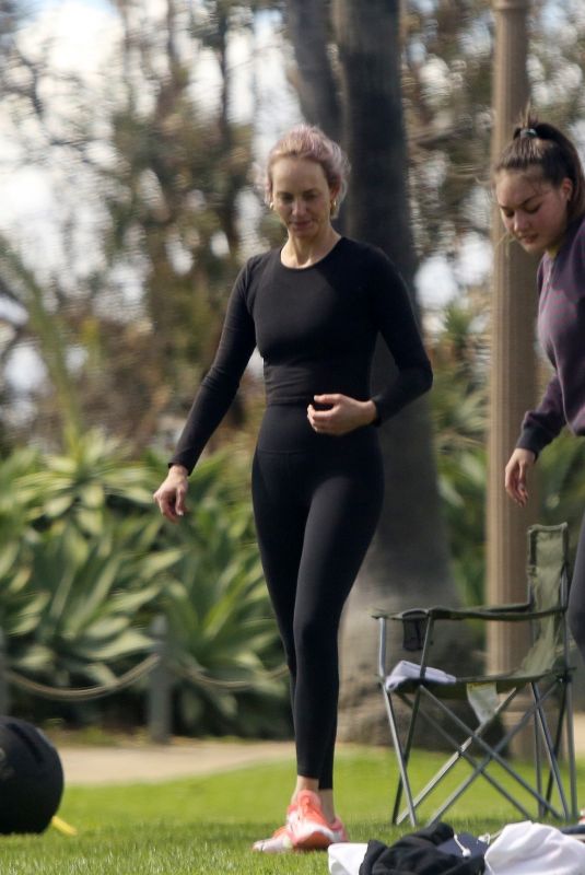 AMBER VALLETTA at Her Yoga Class in a Park in Santa Monica 03/17/2020