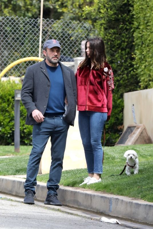 ANA DE ARMAS and Ben Affleck Out with Their Dog in Brentwood 03/28/2020