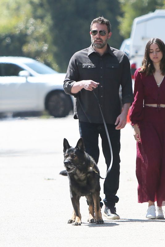 ANA DE ARMAS and Ben Affleck Out with Their Dog in Brentwood 03/30/2020