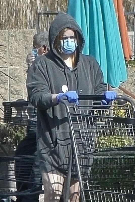 ARIEL WINTER with a Mask Shopping at Gelson