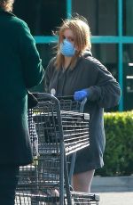 ARIEL WINTER with a Mask Shopping at Gelson