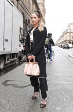 ASHLEY BENSON Arrives at Giambattista Valli Show at Paris Fashion Week 03/02/2020