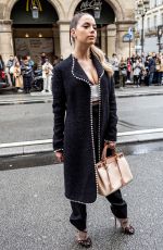 ASHLEY BENSON Arrives at Giambattista Valli Show at Paris Fashion Week 03/02/2020