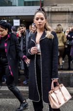 ASHLEY BENSON Arrives at Giambattista Valli Show at Paris Fashion Week 03/02/2020