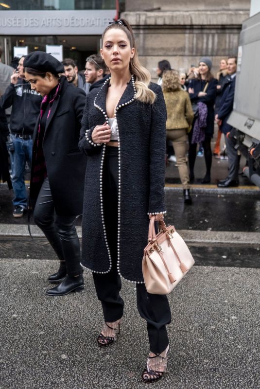 ASHLEY BENSON Arrives at Giambattista Valli Show at Paris Fashion Week 03/02/2020
