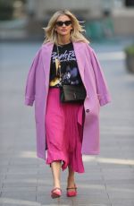 ASHLEY ROBERTS in a Pink Skirt Leaves Heart Radio in London 03/26/2020