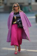 ASHLEY ROBERTS in a Pink Skirt Leaves Heart Radio in London 03/26/2020