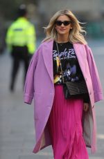 ASHLEY ROBERTS in a Pink Skirt Leaves Heart Radio in London 03/26/2020