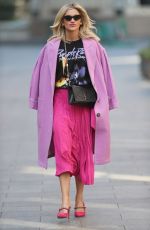 ASHLEY ROBERTS in a Pink Skirt Leaves Heart Radio in London 03/26/2020