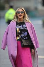 ASHLEY ROBERTS in a Pink Skirt Leaves Heart Radio in London 03/26/2020