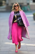 ASHLEY ROBERTS in a Pink Skirt Leaves Heart Radio in London 03/26/2020