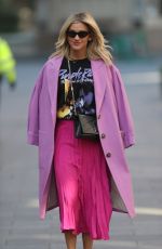 ASHLEY ROBERTS in a Pink Skirt Leaves Heart Radio in London 03/26/2020
