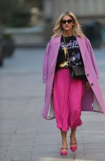 ASHLEY ROBERTS in a Pink Skirt Leaves Heart Radio in London 03/26/2020
