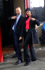 BRIDGET MOYNAHAN and Donnie Walhberg on the set of Blue Bloods in Long Island City 02/27/2020