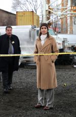 BRIDGET MOYNAHAN and Donnie Walhberg on the set of Blue Bloods in Long Island City 02/27/2020