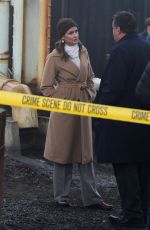 BRIDGET MOYNAHAN and Donnie Walhberg on the set of Blue Bloods in Long Island City 02/27/2020