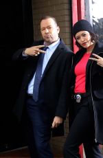 BRIDGET MOYNAHAN and Donnie Walhberg on the set of Blue Bloods in Long Island City 02/27/2020