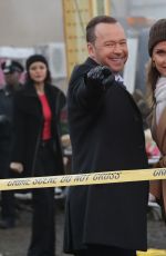 BRIDGET MOYNAHAN and Donnie Walhberg on the set of Blue Bloods in Long Island City 02/27/2020