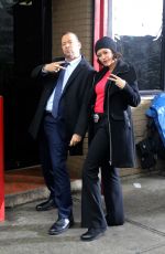 BRIDGET MOYNAHAN and Donnie Walhberg on the set of Blue Bloods in Long Island City 02/27/2020