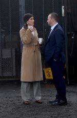 BRIDGET MOYNAHAN and Donnie Walhberg on the set of Blue Bloods in Long Island City 02/27/2020