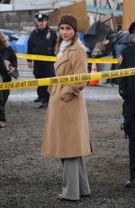 BRIDGET MOYNAHAN and Donnie Walhberg on the set of Blue Bloods in Long Island City 02/27/2020