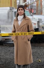 BRIDGET MOYNAHAN and Donnie Walhberg on the set of Blue Bloods in Long Island City 02/27/2020