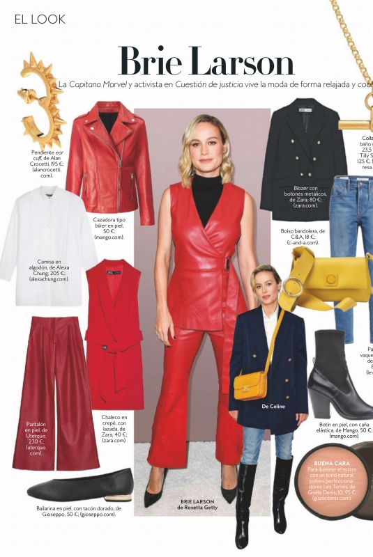 BRIE LARSON in Instyle Magazine, Spain April 2020