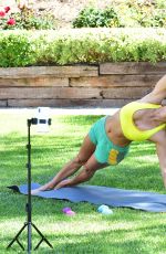 BROOKE BURKE Takes Out Garbage Before Going a Live Yoga Class in Malibu 03/21/2020