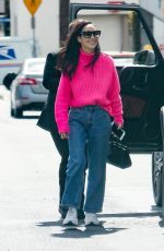 CARA SANTANA in a Pink Sweater and Denim Arrives at San Vicente Bungalows 03/07/2020